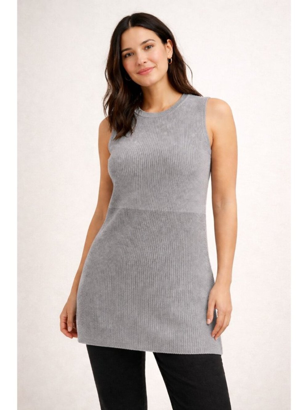Marla Wynne Layers Womens XS Vest Knit Sleeveless Tunic Gray Gradient Neutral